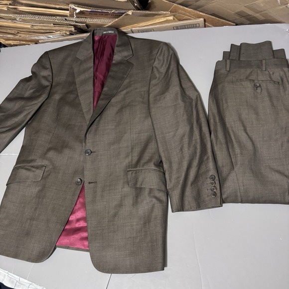 Richard James Saville Row Made In England Suit 44 R 36 28 Brown Wool